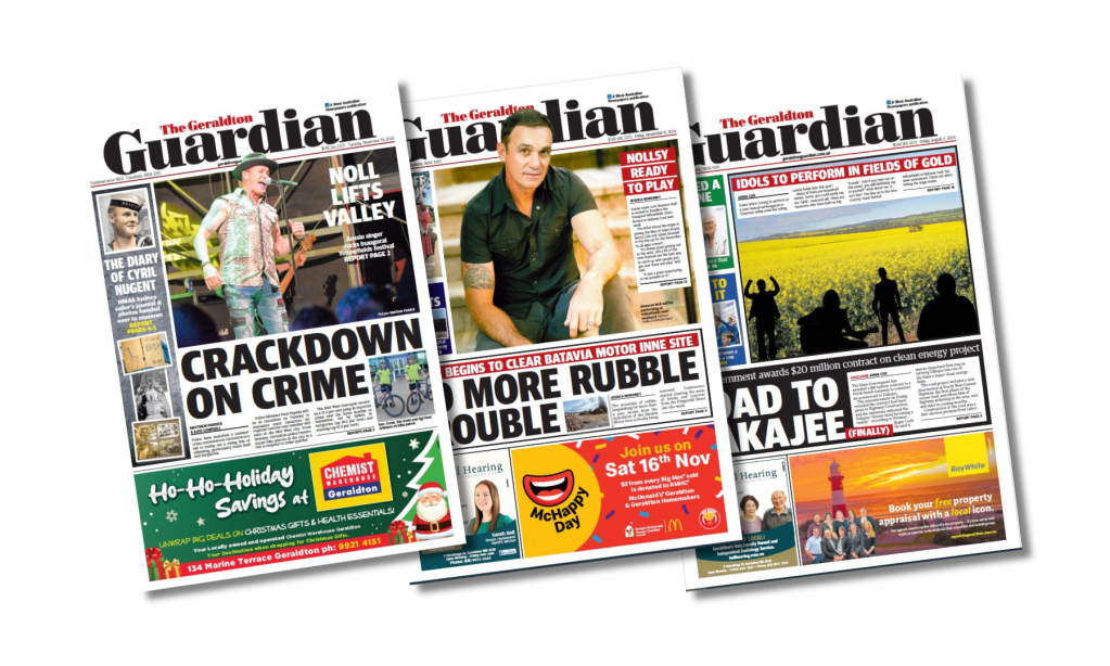 Yellowfields coverage received three front page mentions in the Geraldton Guardian. 